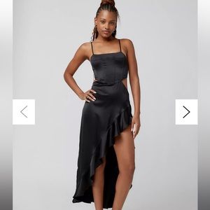 Rare London Flamenco Satin Corset Midi Dress